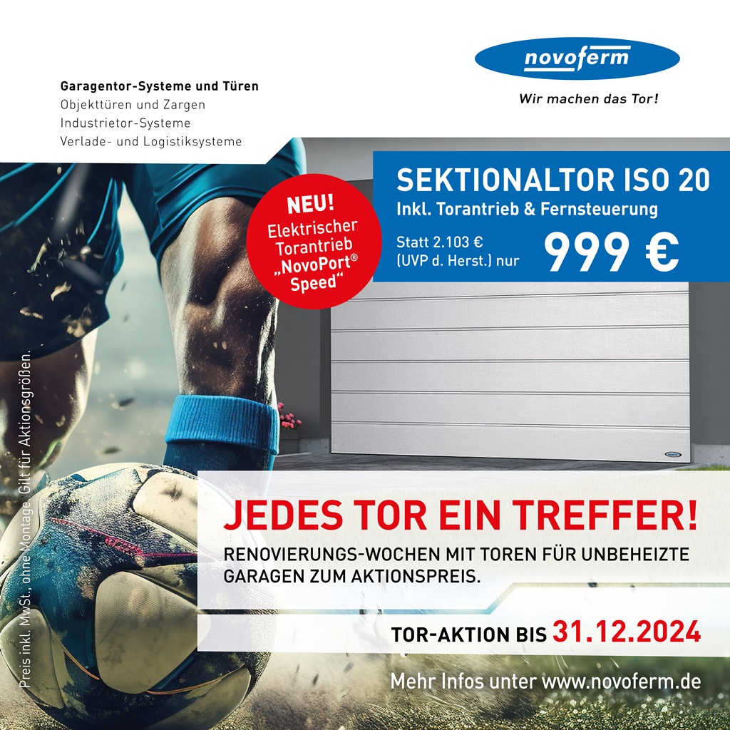 Novoferm Aktions-Sektionaltore mit 20 mm Dämmung – zum attraktiven Preis!